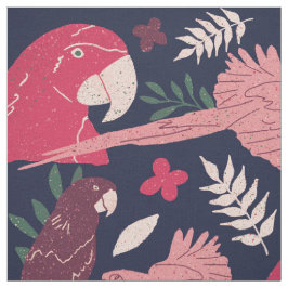 Tela Trama tropical azul rojo loro arábigo