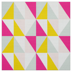 Tela Trángulos Geométricos Patrón Rosa Y Amarillo