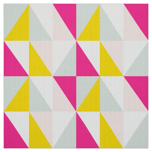 Tela Trángulos Geométricos Patrón Rosa Y Amarillo (Retal)