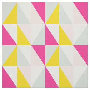 Tela Trángulos Geométricos Patrón Rosa Y Amarillo