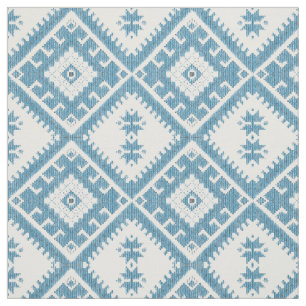 Tela Trazado de diamantes de Ikat verde azul