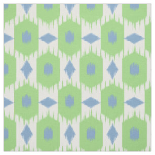 Tela Trazado de diamantes de Ikat verde azul