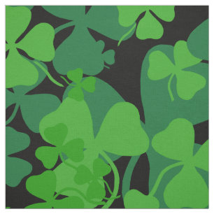 Tela Trébol irlandés, negro, impresión 10c de la tel