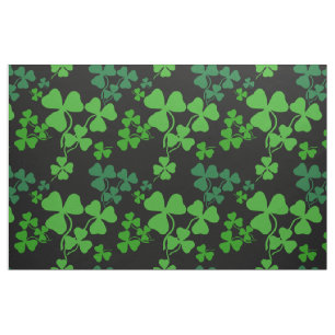 Tela Trébol irlandés, negro, impresión verde 3 de la