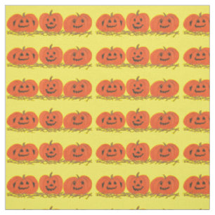 Tela Tres Tejidos de Halloween con calabazas sonrientes