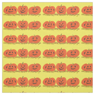 Tela Tres Tejidos de Halloween con calabazas sonrientes