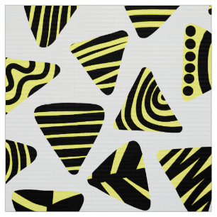 Tela Triángulos 240121 - Negro y Amarillo sobre Blanco