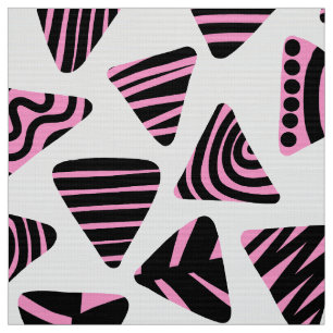 Tela Triángulos 240121 - Negro y rosa en blanco