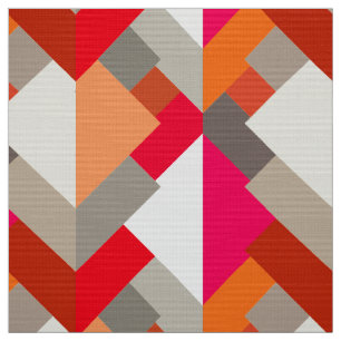 Tela Triángulos Abstractos Modernos, Naranja, Fucsia y 