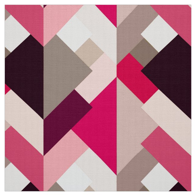 Tela Triángulos abstractos modernos, rosado fucsia y (Retal)