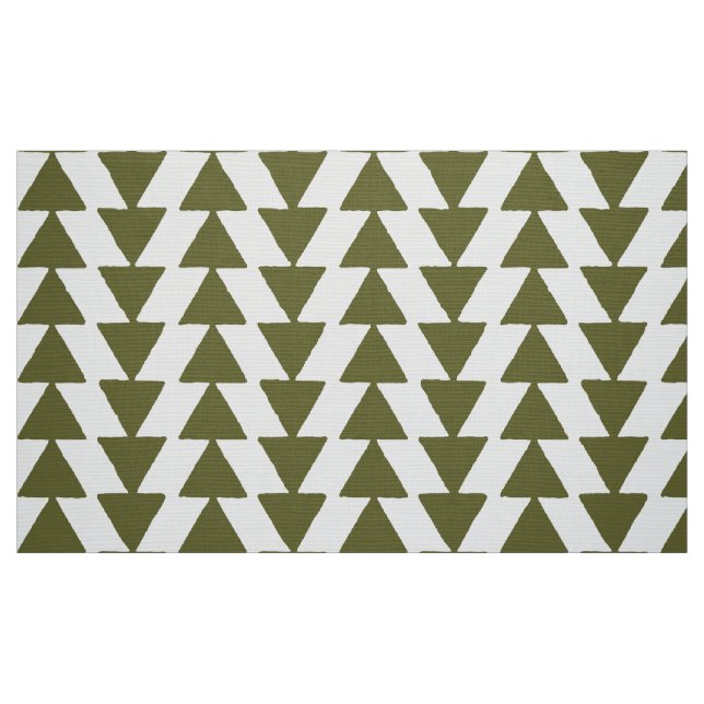 Tela Triángulos de tinta - Oliva profunda en blanco ("Cuarto gordo" (fat quarter))
