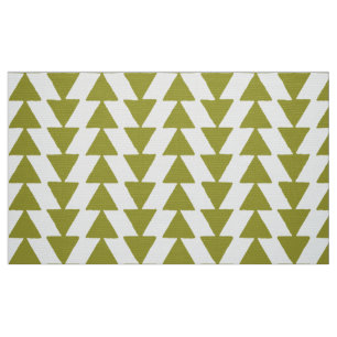 Tela Triángulos de tinta - Verde de oliva sobre blanco