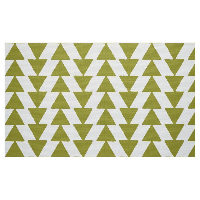 Tela Triángulos de tinta - Verde de oliva sobre blanco ("Cuarto gordo" (fat quarter))