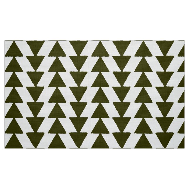 Tela Triángulos Inky - Olivo oscuro en blanco ("Cuarto gordo" (fat quarter))