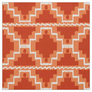 Tela Tribal azteca de Ikat - moho, naranja y blanco