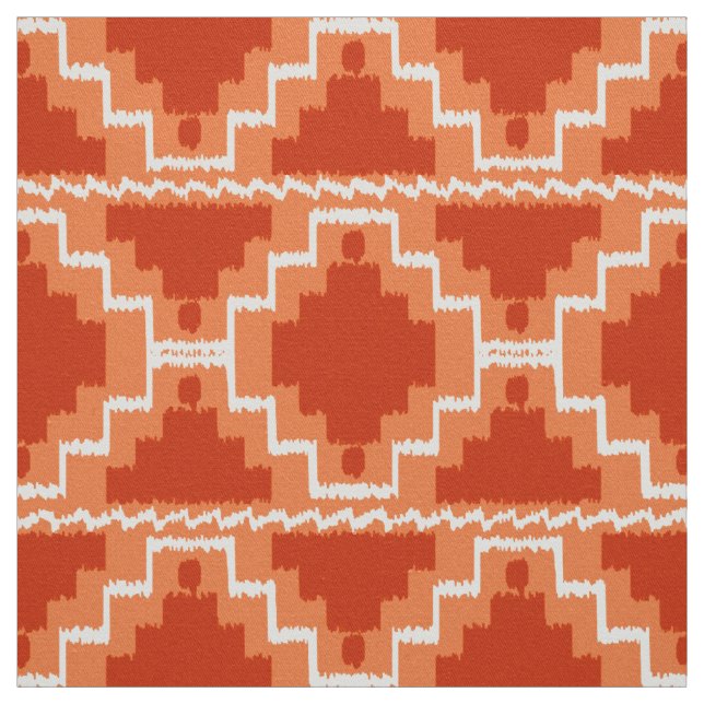 Tela Tribal azteca de Ikat - moho, naranja y blanco (Retal)