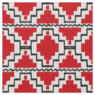 Tela Tribal azteca de Ikat - rojo, blanco y negro