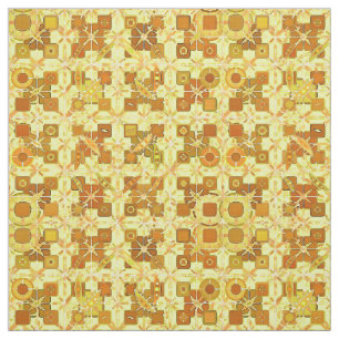 Tela Tribal Batik - amarillo dorado, marrón y marrón