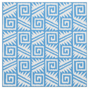 Tela Tribal de Ikat Aztec - azul cielo y blanco