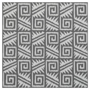 Tela Tribal de Ikat Aztec - carbón vegetal y gris plate