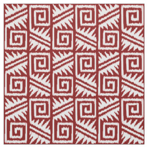 Tela Tribal de Ikat Aztec - rojo y blanco chino oscuro