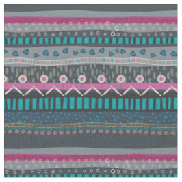 Tela tribal floral azul gris de la impresión