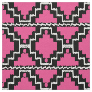 Tela Tribal Ikat Aztec - Fuchsia rosa, negro y blanco