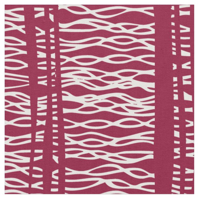 Tela Tribal weave white out on red lines pattern (De cerca)