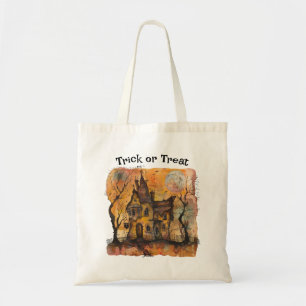 Tela Trick de Halloween o bolso de tratamiento con casa