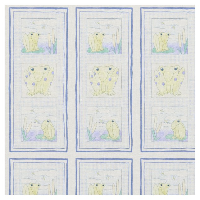 Tela Trío de ranas sobre ropa de Gingham (De cerca)