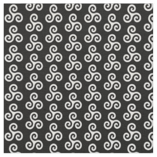 Tela Triple espiral celta blanca Triskele sobre negro