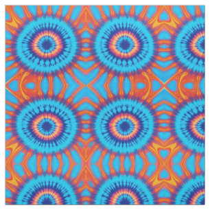 Tela Trippy Tie-Dye Retro Azul y Naranja
