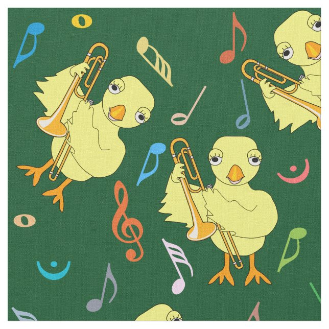 Tela Trombone Chick Music Notes (De cerca)