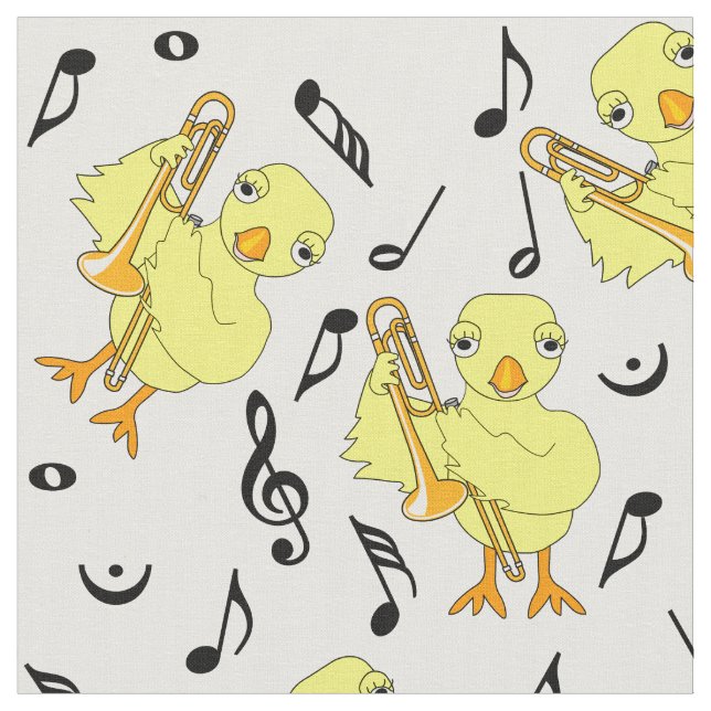Tela Trombone Chick Music Notes (De cerca)
