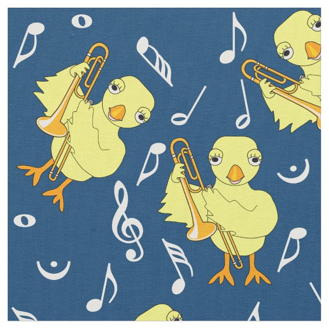 Tela Trombone Chick Music Notes (De cerca)