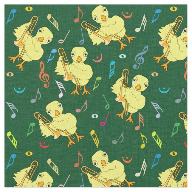Tela Trombone Chick Music Notes (De cerca)