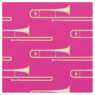Tela Trombones Música Musical Decoración Rosa