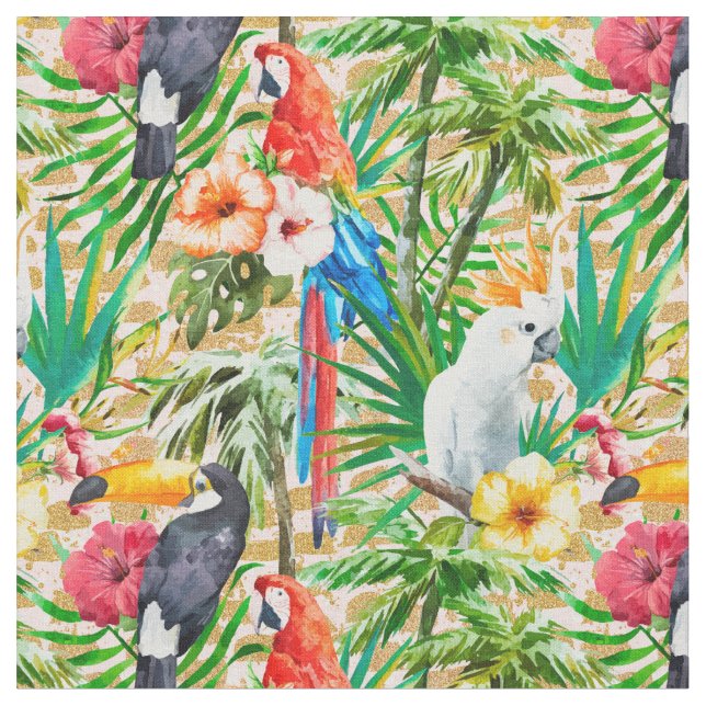 Tela Tropical Birds (De cerca)