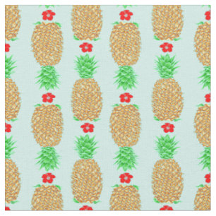 Tela Tropical Christmas Pineapple Warm Xmas on Light Bl