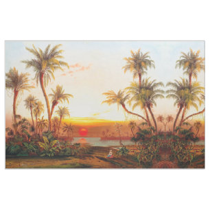 Tela tropical de la puesta del sol de las palmeras
