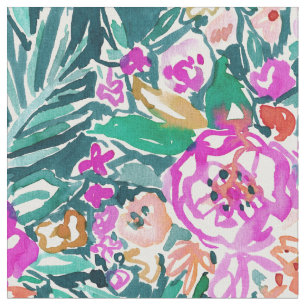 Tela TROPICAL SIENTE la acuarela floral imprimir