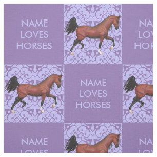 Tela Trotting Bay Arabian Horse Purple Pattern Fun