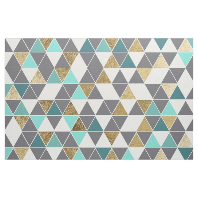 Tela Trullo moderno del blanco gris y falsos triángulos (Yarda)