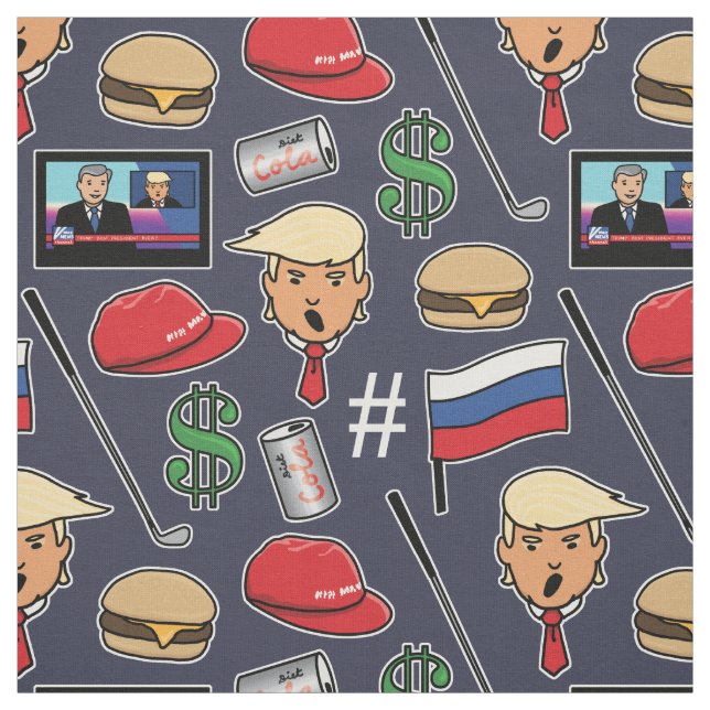 Tela Trump, dinero, hamburguesas, golf, Rusia y noticia (Retal)