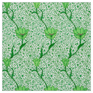 Tela Tulip Damask de Art Nouveau, verde esmeralda