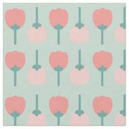 Tela Tulipán de primavera florido patrón floral en verd