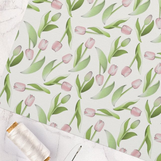 Tela Tulipán Rosa Flor Botánica Moderna (Subido por el creador)