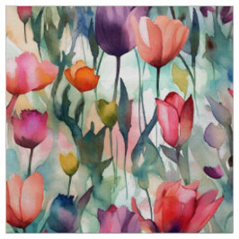 Tela Tulipanes acuarela (claro)
