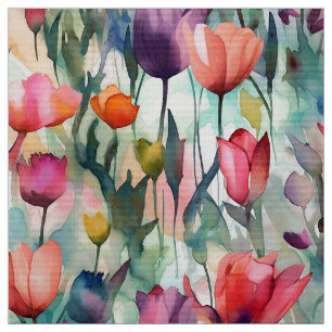 Tela Tulipanes acuarela (claro)