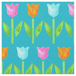 Tela Tulipanes coloridos de la acuarela en rosado,